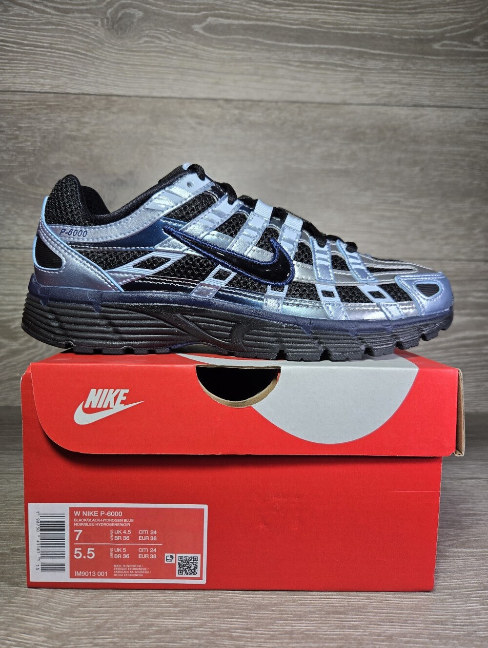 Nike P-6000 Running Shoes Black / Hydrogen Blue IM9013-001 Women's Size 7 New